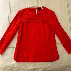 J. Crew Red Shirt with fringe Size Zero